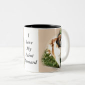 Saint Bernard Lovers Gifts Tweekleurige Koffiemok (Voorkant rechts)