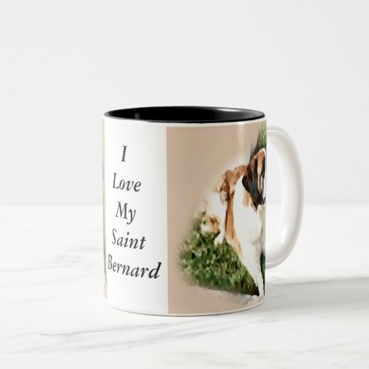 Saint Bernard Lovers Gifts Tweekleurige Koffiemok (Voorkant rechts)