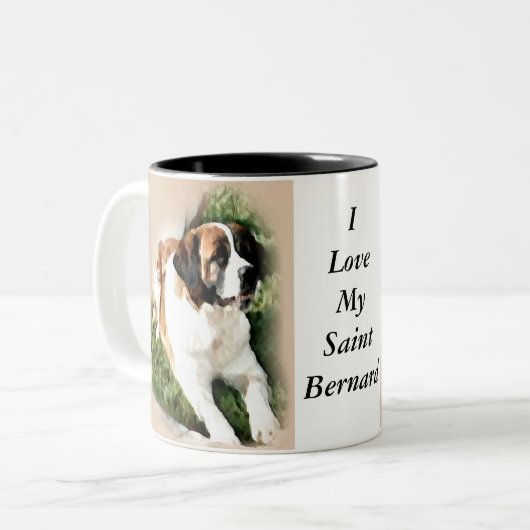 Saint Bernard Lovers Gifts Tweekleurige Koffiemok (Voorkant links)