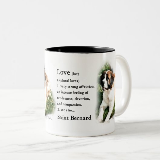 Saint Bernard Lovers Tweekleurige Koffiemok (Voorkant rechts)