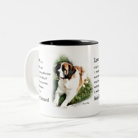 Saint Bernard Lovers Tweekleurige Koffiemok (Voorkant links)