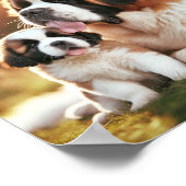 Saint Bernard moeder en haar puppy Poster (Hoek)