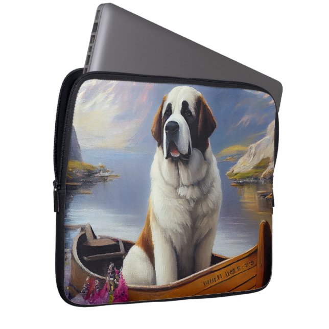 Saint Bernard op een peddel: Een Schilderachtig av Laptop Sleeve (Voorkant Rechts)