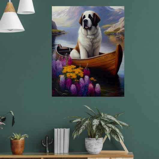 Saint Bernard op een peddel: Een Schilderachtig av Poster (Woonkamer 1)