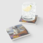 Saint Bernard op een peddel: Een Schilderachtig av Stenen Onderzetter (Zijkant)