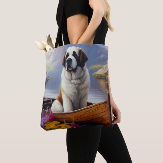 Saint Bernard op een peddel: Een Schilderachtig av Tote Bag (Dichtbij)