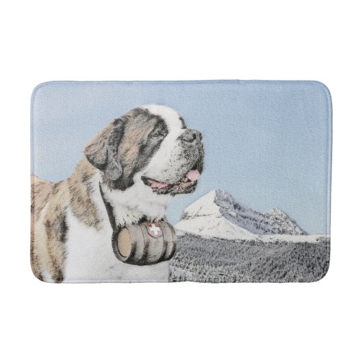 Saint Bernard Painting - Cute Original Dog Art Badmat (Voorkant)