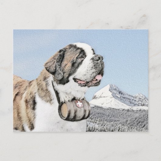Saint Bernard Painting - Cute Original Dog Art Briefkaart (Voorkant)