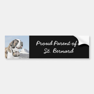 Saint Bernard Painting - Cute Original Dog Art Bumpersticker