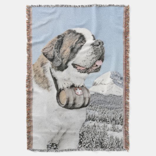 Saint Bernard Painting - Cute Original Dog Art Deken (Voorkant Verticaal)