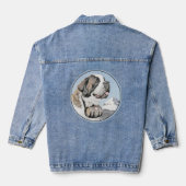 Saint Bernard Painting - Cute Original Dog Art Denim Jacket (Achterkant)
