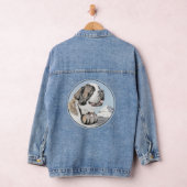 Saint Bernard Painting - Cute Original Dog Art Denim Jacket (Hangar)