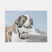 Saint Bernard Painting - Cute Original Dog Art Deurmat (Voorkant)