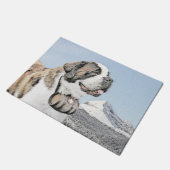 Saint Bernard Painting - Cute Original Dog Art Deurmat (Schuin)