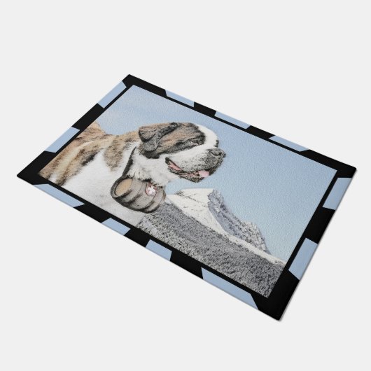 Saint Bernard Painting - Cute Original Dog Art Deurmat (Schuin)