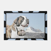 Saint Bernard Painting - Cute Original Dog Art Deurmat (Voorkant)