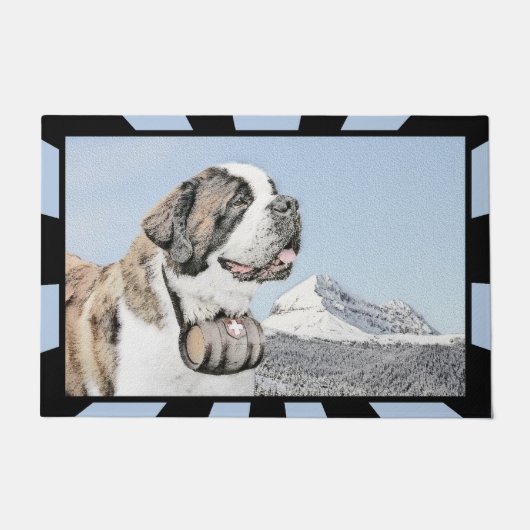 Saint Bernard Painting - Cute Original Dog Art Deurmat (Voorkant)
