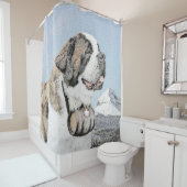 Saint Bernard Painting - Cute Original Dog Art Douchegordijn (In situ)