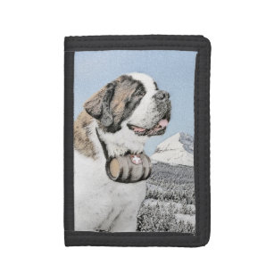Saint Bernard Painting - Cute Original Dog Art Drievoud Portemonnee