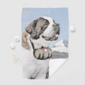 Saint Bernard Painting - Cute Original Dog Art Golfhanddoek (Insitu)