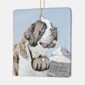 Saint Bernard Painting - Cute Original Dog Art Keramisch Ornament (Links)