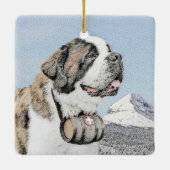 Saint Bernard Painting - Cute Original Dog Art Keramisch Ornament (Achterkant)