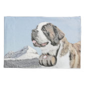 Saint Bernard Painting - Cute Original Dog Art Kussensloop (Achterkant)