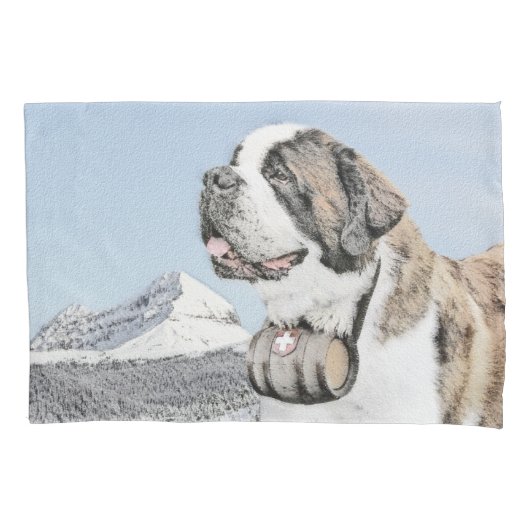Saint Bernard Painting - Cute Original Dog Art Kussensloop (Voorkant)