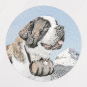 Saint Bernard Painting - Cute Original Dog Art Labels (Design 1)