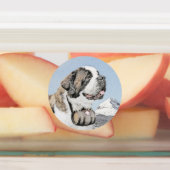 Saint Bernard Painting - Cute Original Dog Art Labels (Aangebracht)