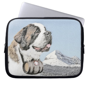 Saint Bernard Painting - Cute Original Dog Art Laptop Sleeve