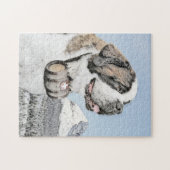 Saint Bernard Painting - Cute Original Dog Art Legpuzzel (Horizontaal)