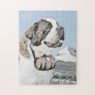 Saint Bernard Painting - Cute Original Dog Art Legpuzzel