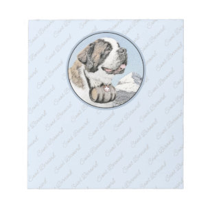 Saint Bernard Painting - Cute Original Dog Art Notitieblok