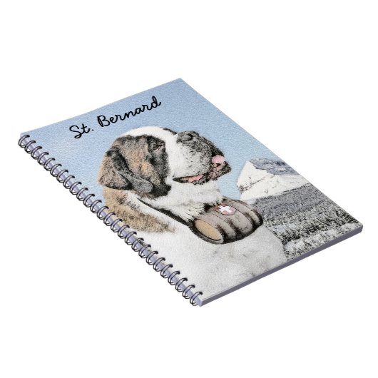 Saint Bernard Painting - Cute Original Dog Art Notitieboek (Rechterzijde)