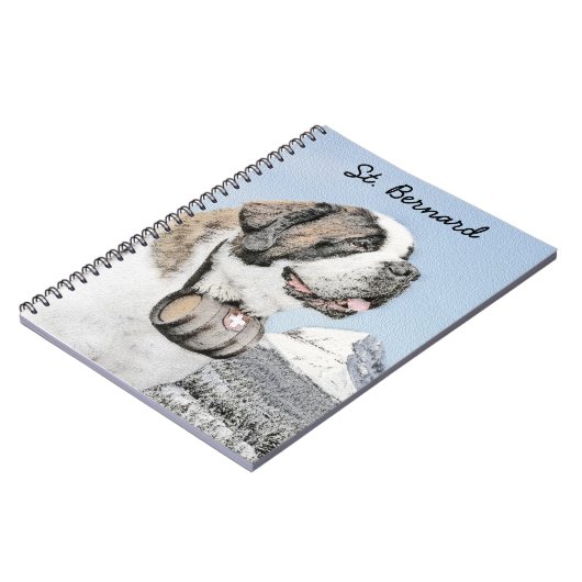 Saint Bernard Painting - Cute Original Dog Art Notitieboek (Linkerzijde)