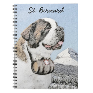 Saint Bernard Painting - Cute Original Dog Art Notitieboek