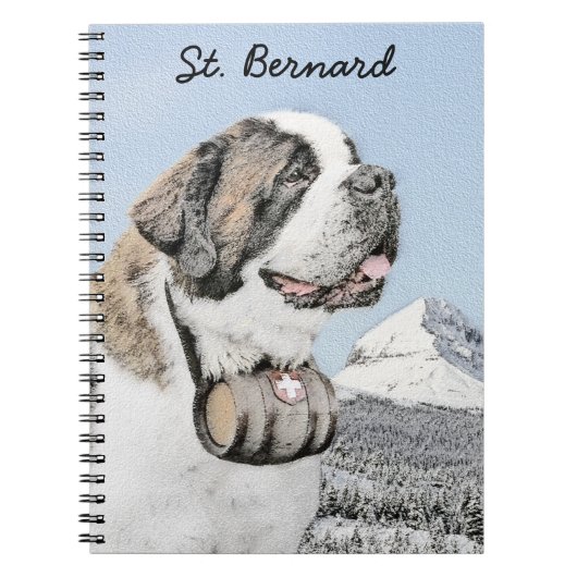 Saint Bernard Painting - Cute Original Dog Art Notitieboek (Voorkant)