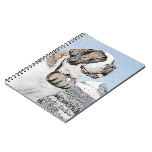 Saint Bernard Painting - Cute Original Dog Art Notitieboek (Linkerzijde)