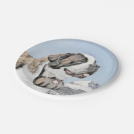 Saint Bernard Painting - Cute Original Dog Art Papieren Bordje (Gekanteld)