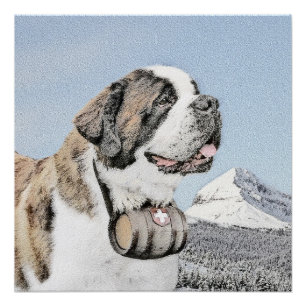 Saint Bernard Painting - Cute Original Dog Art Perfect Poster