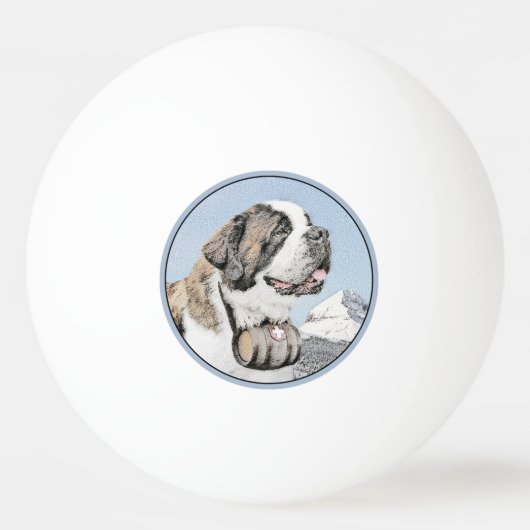 Saint Bernard Painting - Cute Original Dog Art Pingpongbal (Voorkant)