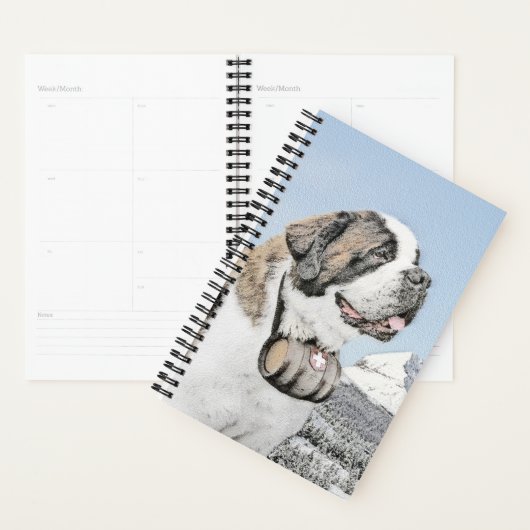 Saint Bernard Painting - Cute Original Dog Art Planner (Display)