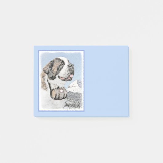 Saint Bernard Painting - Cute Original Dog Art Post-it® Notes (Voorkant)