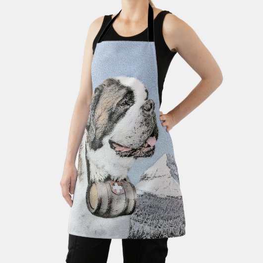 Saint Bernard Painting - Cute Original Dog Art Schort (Insitu)