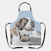 Saint Bernard Painting - Cute Original Dog Art Schort (Voorkant)