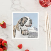 Saint Bernard Painting - Cute Original Dog Art Servet (Insitu)