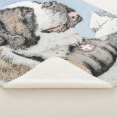 Saint Bernard Painting - Cute Original Dog Art Sherpa Deken (3/4)