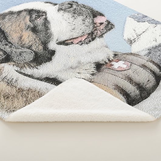 Saint Bernard Painting - Cute Original Dog Art Sherpa Deken (3/4)