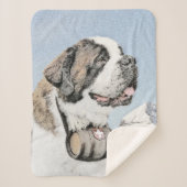 Saint Bernard Painting - Cute Original Dog Art Sherpa Deken (Voorkant)